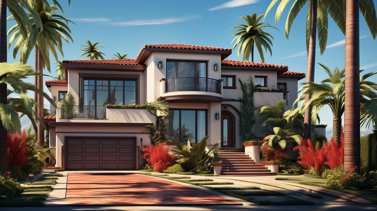 Beautiful two story house on a sunny day