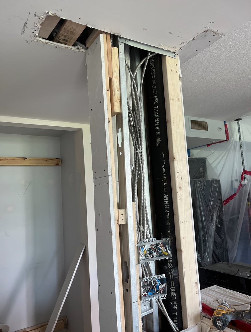 Before - Drywall before repair and paint