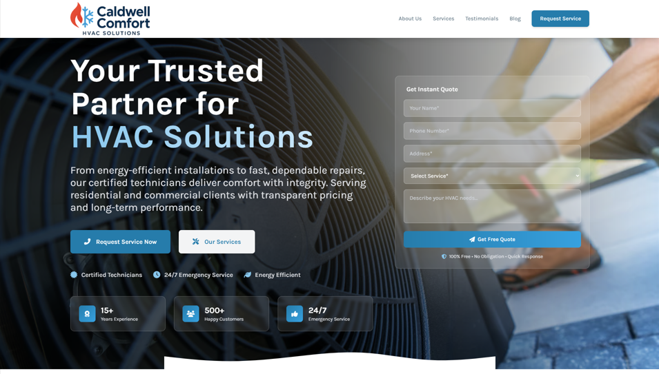 Caldwell Comfort HVAC Website - Professional Local Business Website Design