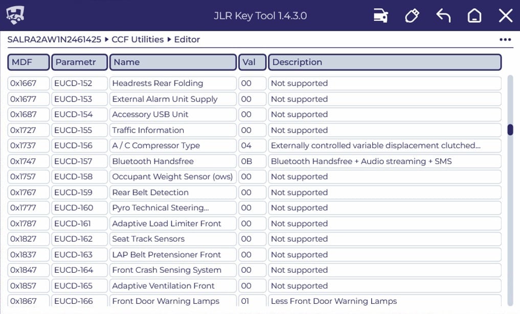 Lock50 CCF Editor Next Upgrade tool interface
