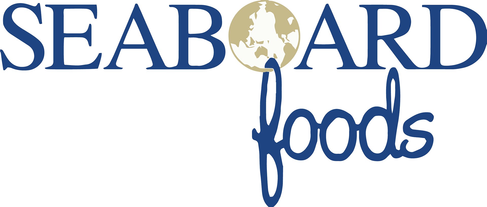 Seaboard Foods logo featuring blue text with a pig icon inside the letter 'O' and stylized 'foods' text below.