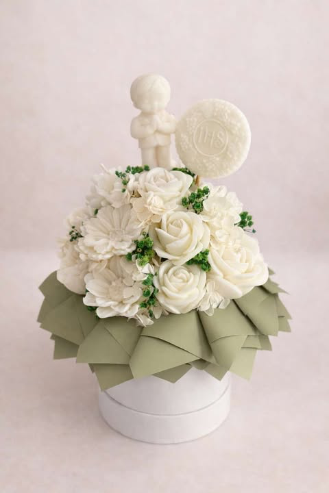 Flowerbox komunijny M zielony