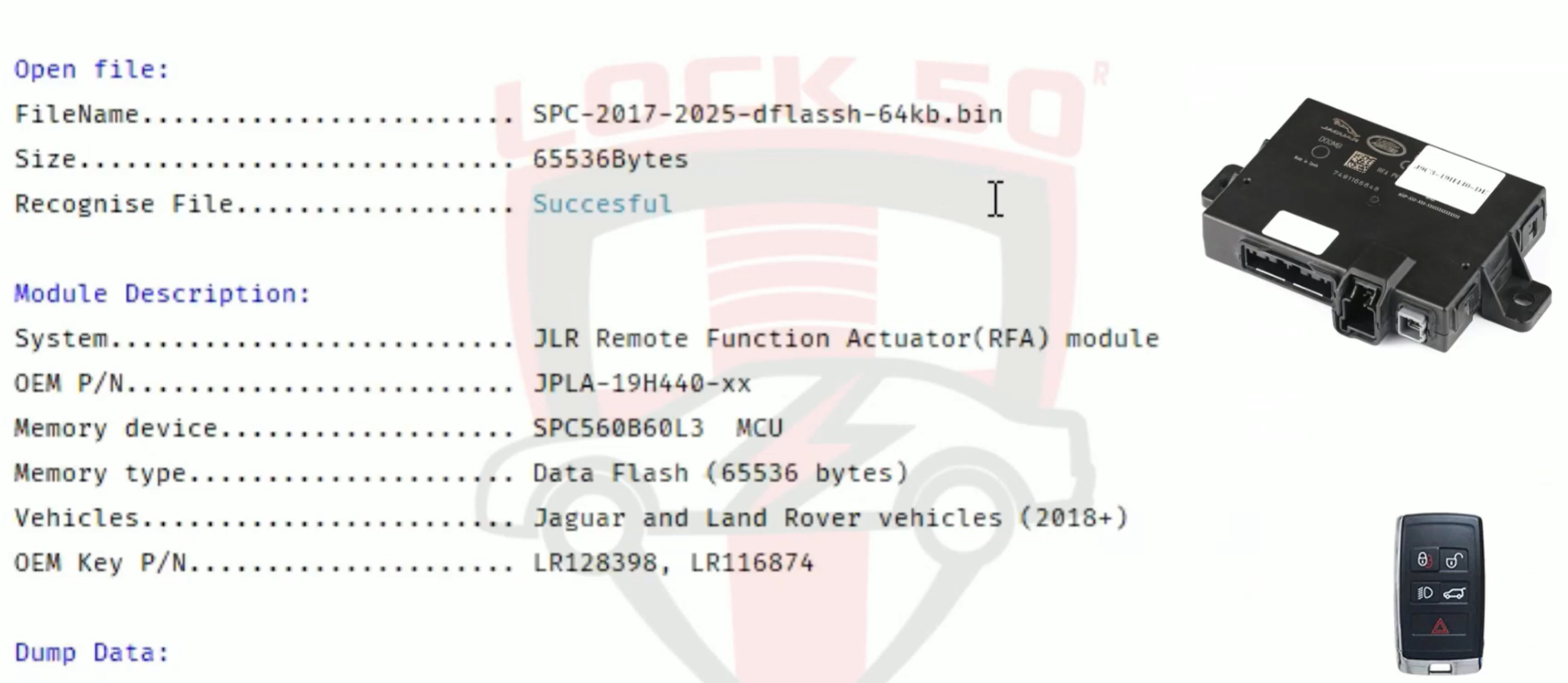 RFA MCU data key add and copy interface showing JPLA K8D2 M9R2 J9C3 key types