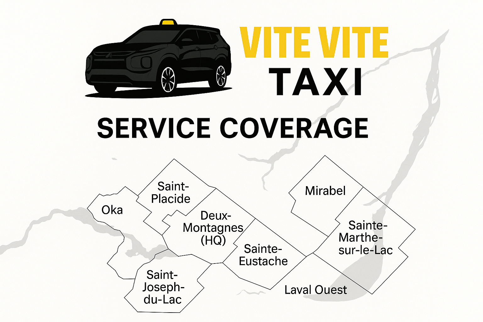 Service coverage map of Deux-Montagnes region showing taxi service areas