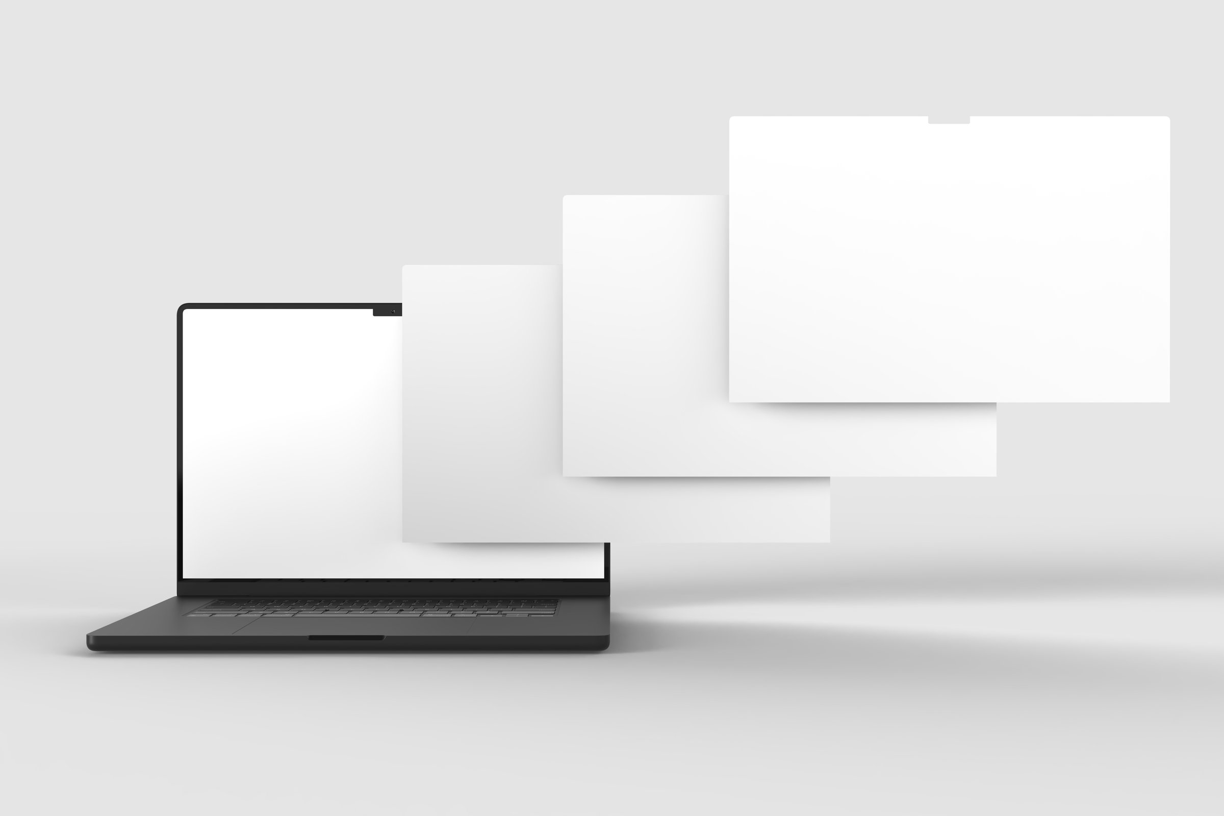 Modern Laptop Screen Website Mockup. Showcase websites, apps, or browser interfaces. Blank frame, isolated on white. Perfect for homepage, presentation, business layout for responsive design preview