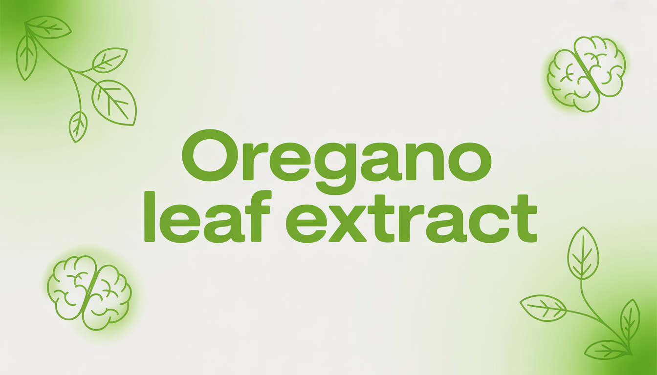Oregano Leaf Extract product label featuring futuristic minimalist design
