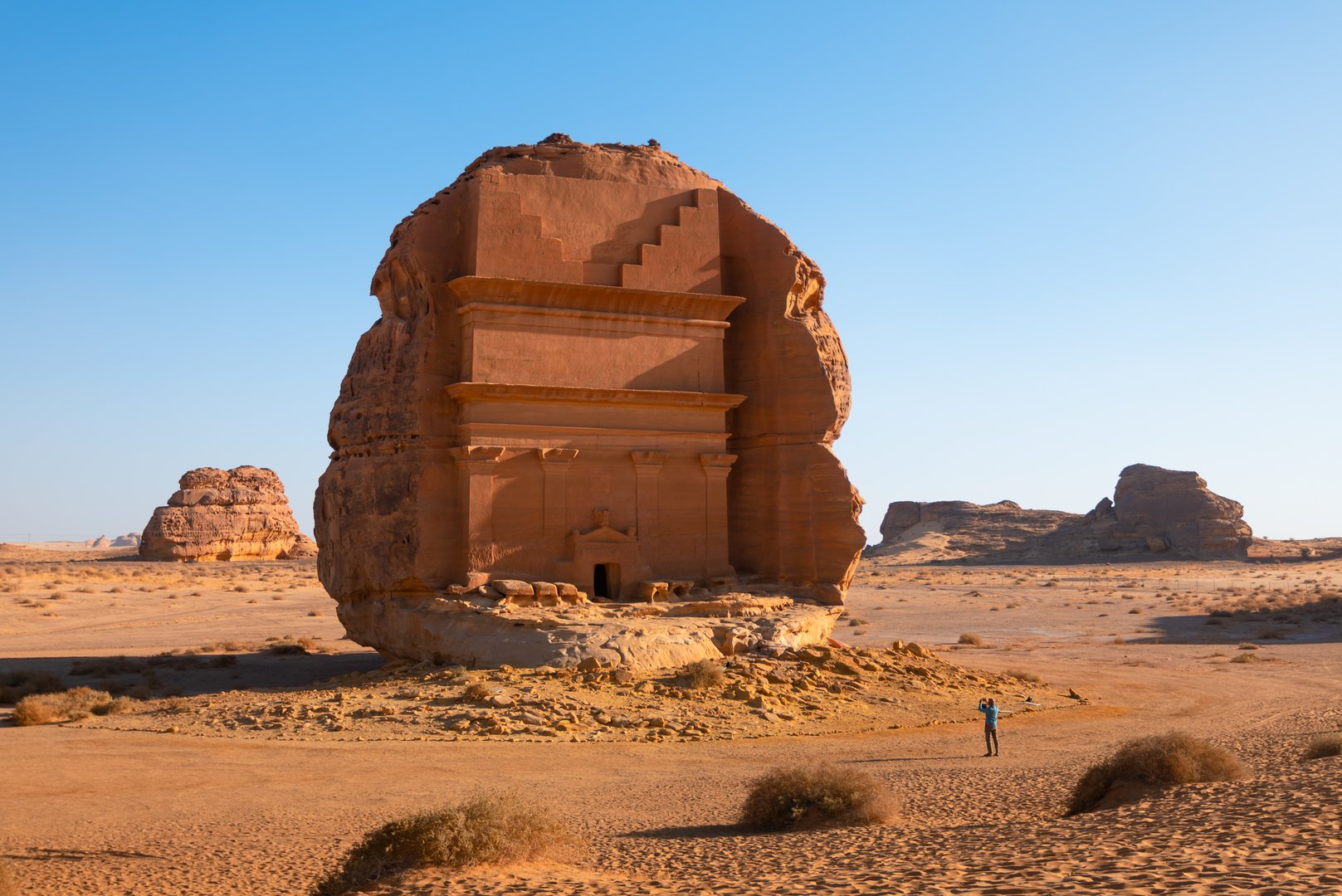 Qasr al Farid, lonely castle, tomb in Archeological site Madain Saleh, Al-Ula, Hegra, Saudi Arabia