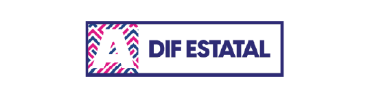 Logo with stylized letter 'A' in colorful pattern and text 'DIF ESTATAL' inside a blue rectangular border.