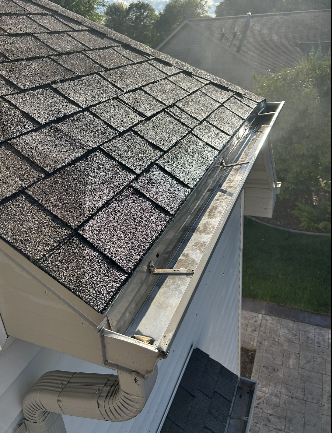 Gutters after restoration showing renewed condition