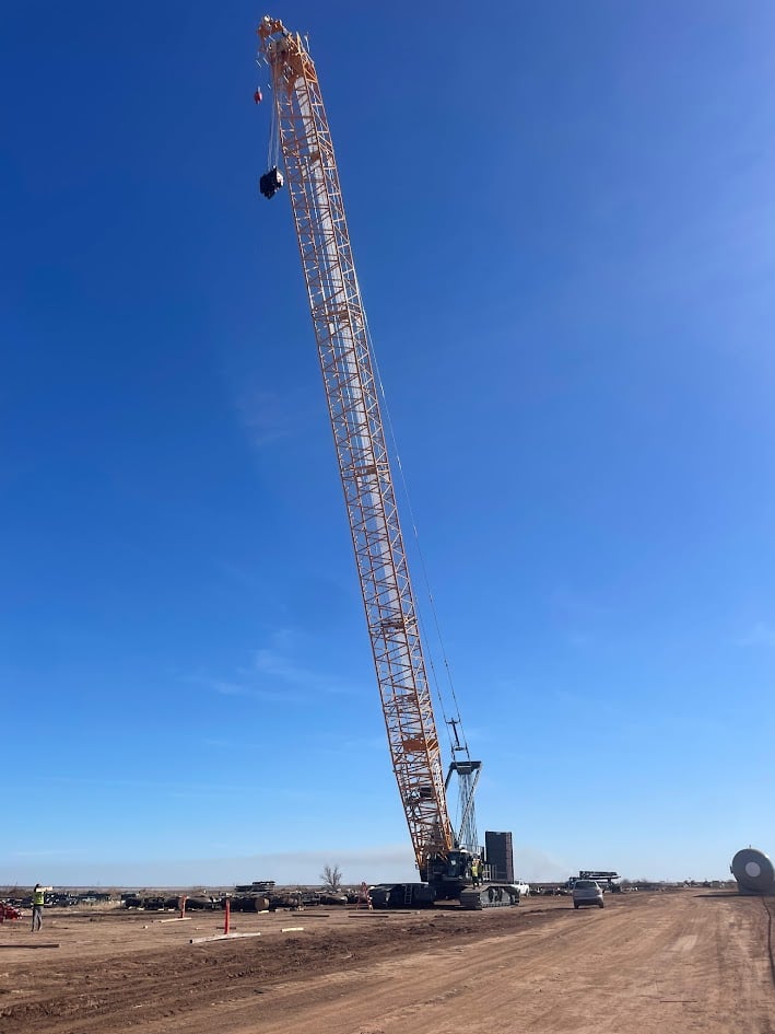 Crawler crane on construction site