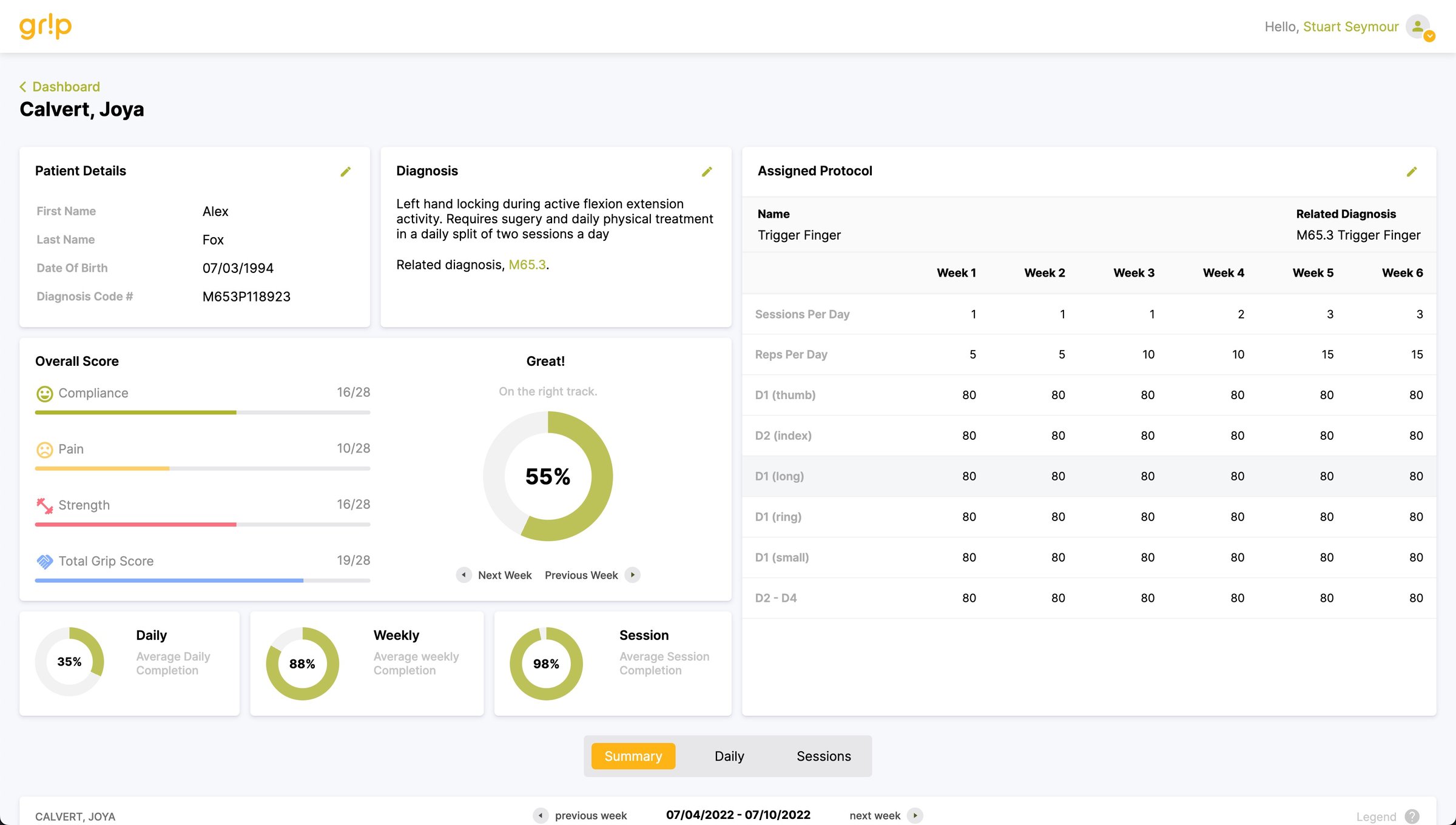 Clinician Portal Dashboard