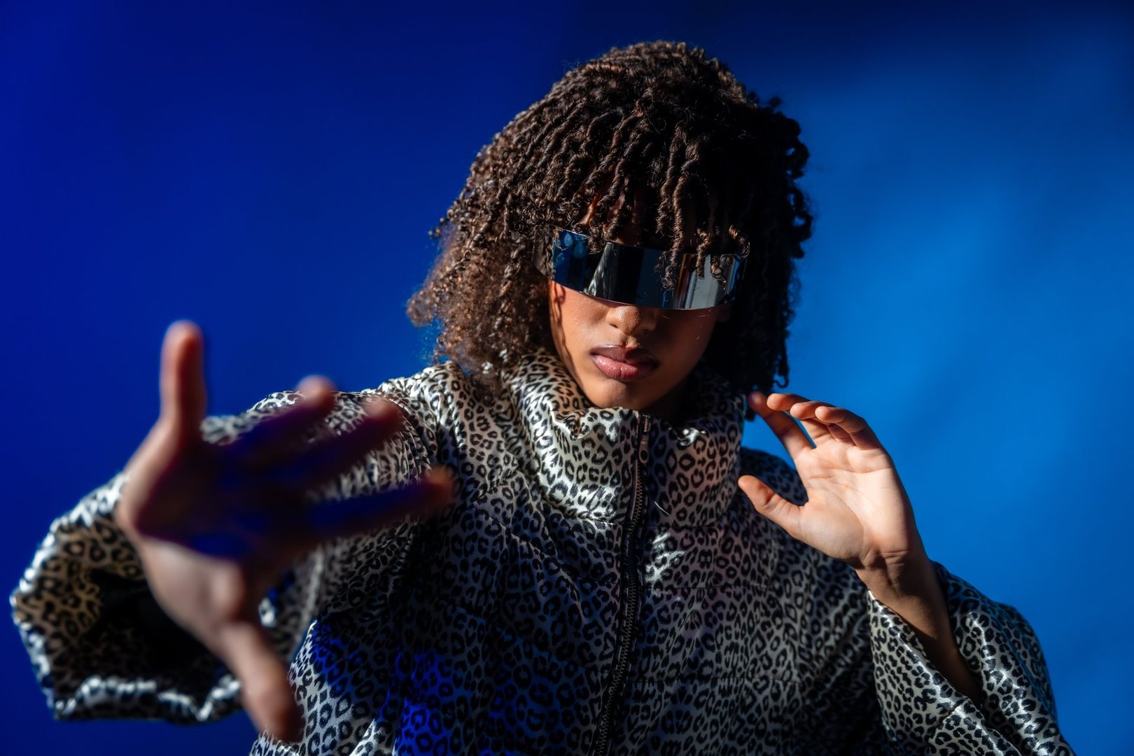 Fashionable woman with visor