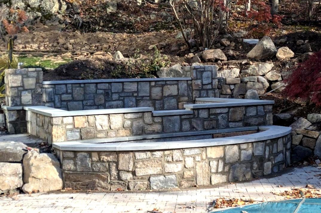 Custom stonework living patio