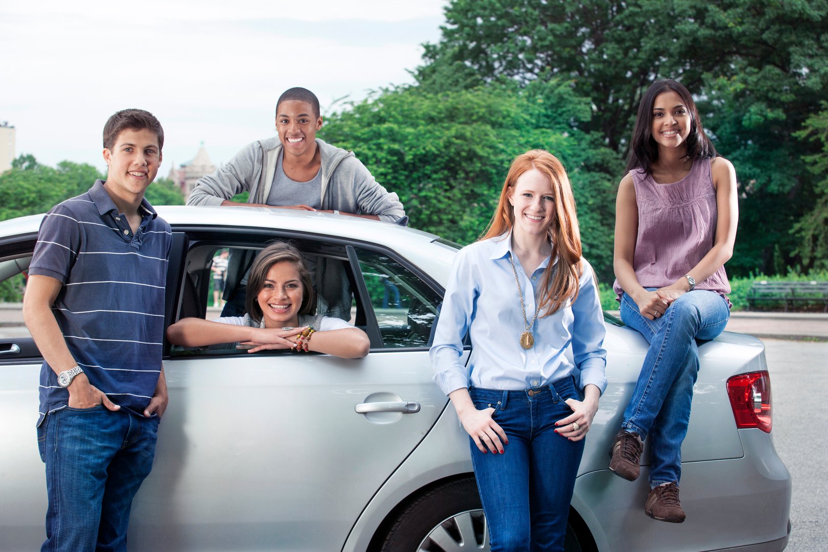 Teenagers with car
