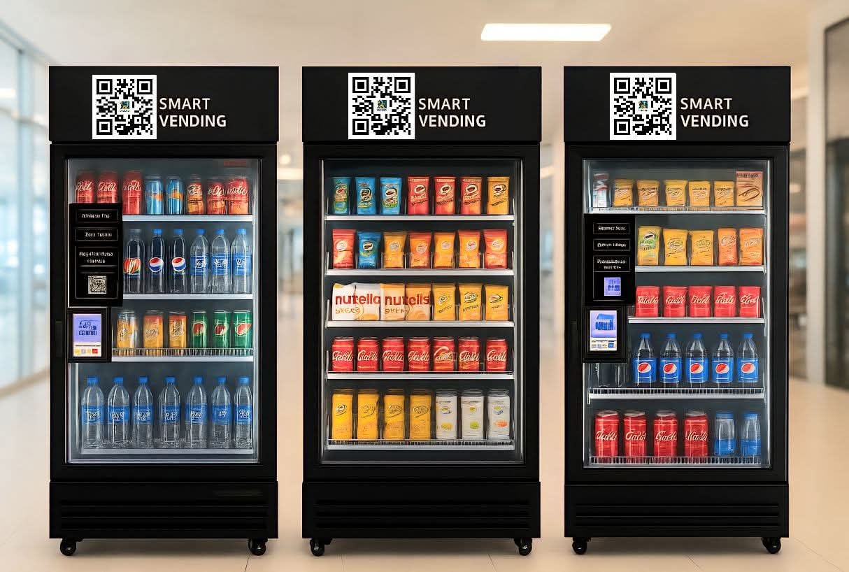 Vending machine with snacks and drinks