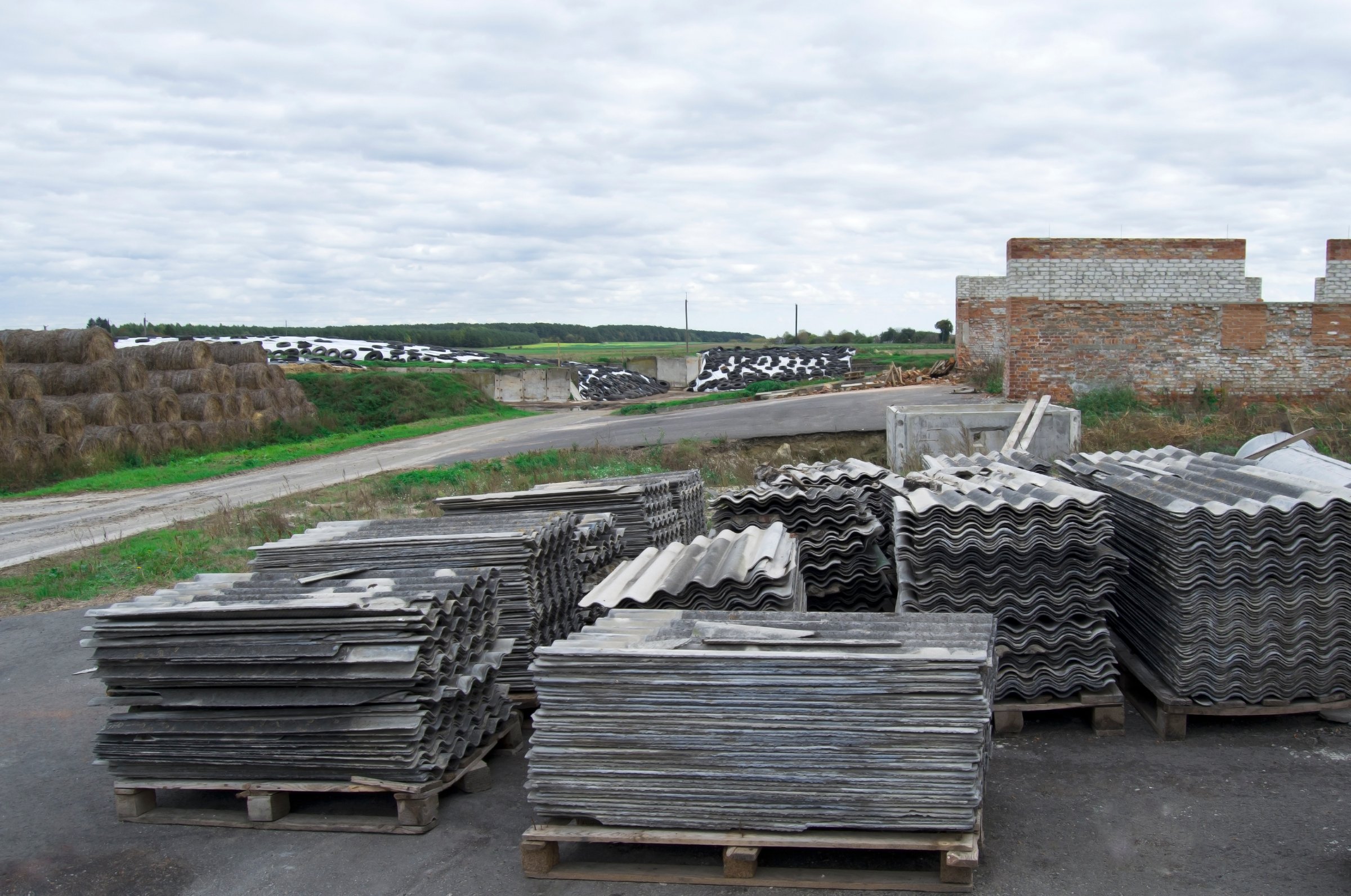 Pile sheets of old slate.