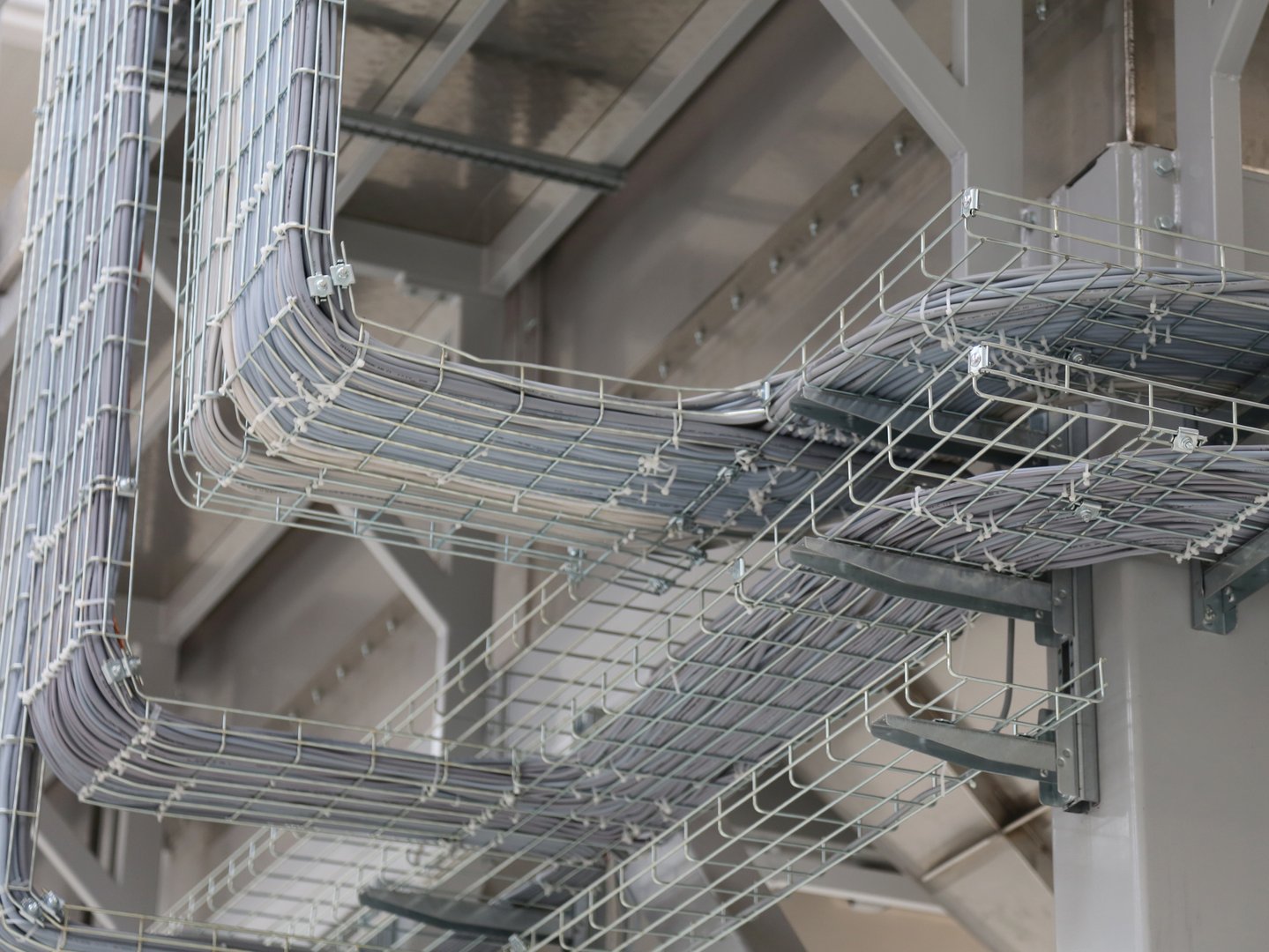 electrical cables and many cables for connecting a computer network to a modern factory