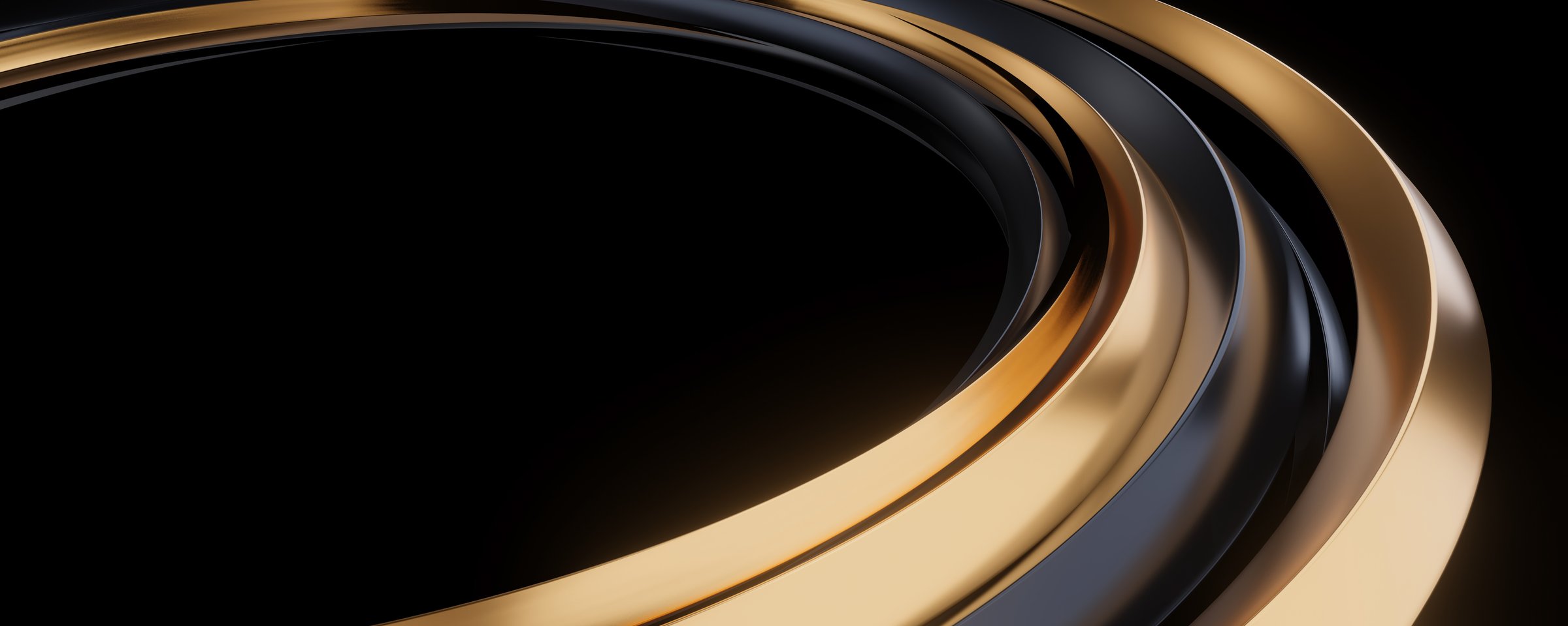 Abstract black gold metallic flowing lines. Elegant luxury background, modern design, smooth curves, sparkling particles. Business, events, awards, upscale promotions, celebrations.