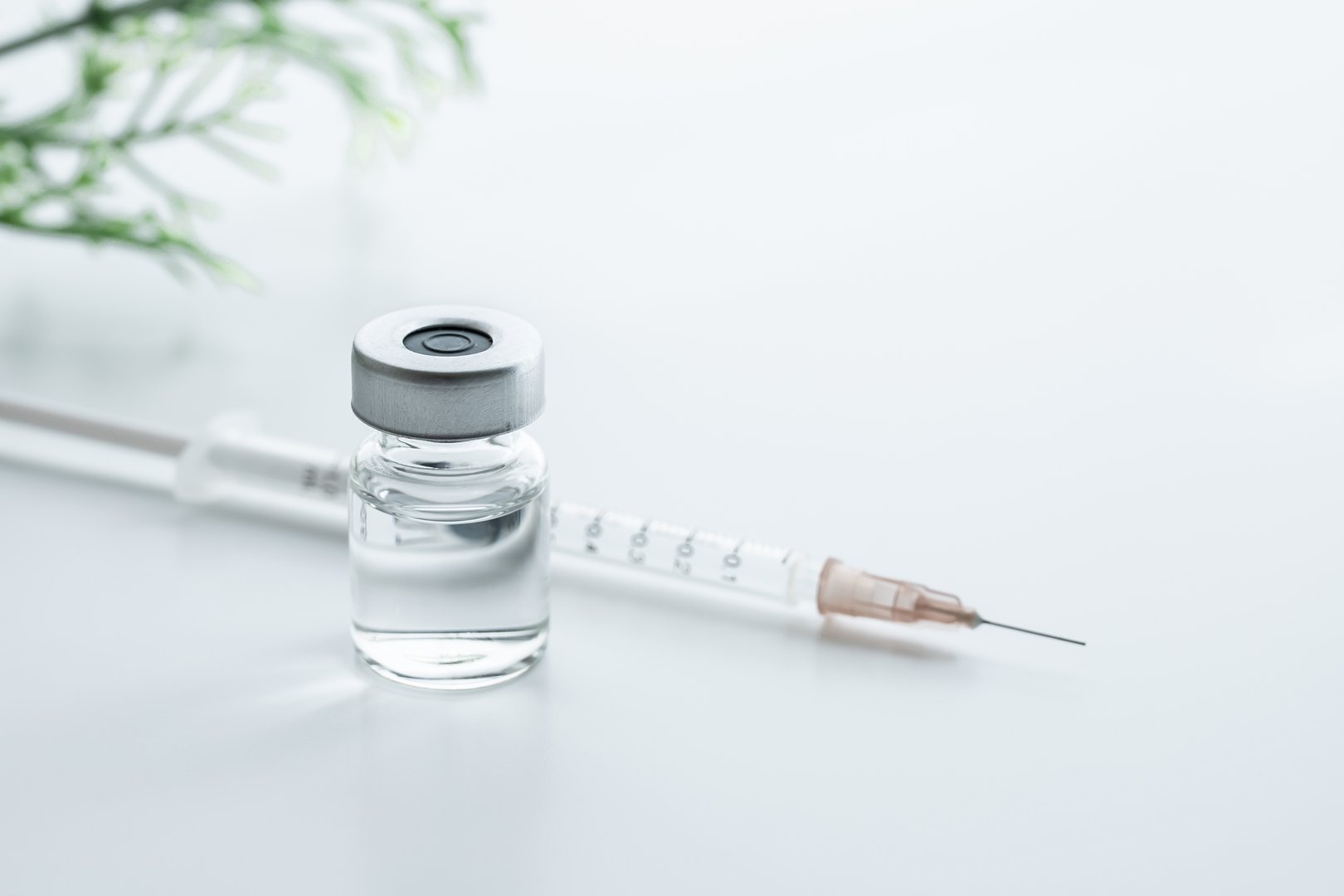 vaccine, syringe, vial, white background, bright image