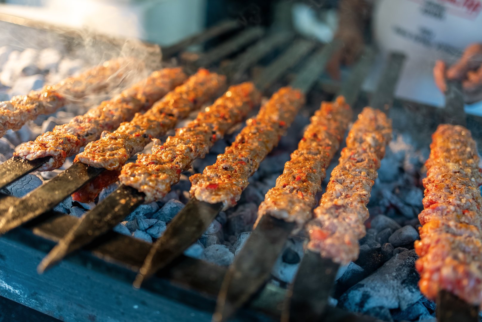 Traditional Turkish Adana kebab or kebap meat in Turkish restaurant. High quality photo