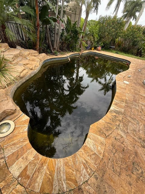 Before image of a neglected pool