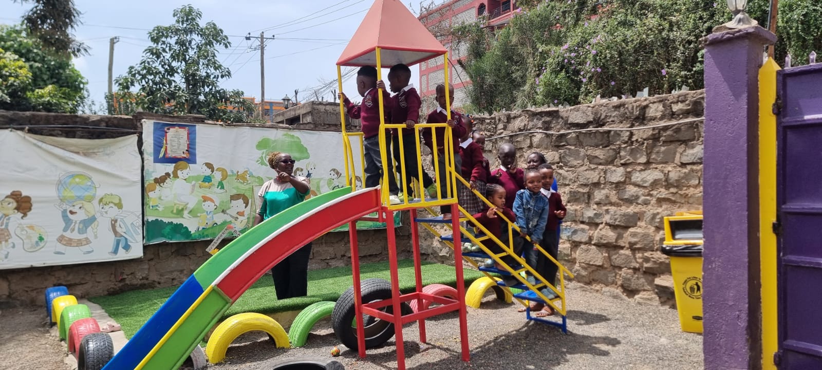 Children enjoying outdoor play equipment
