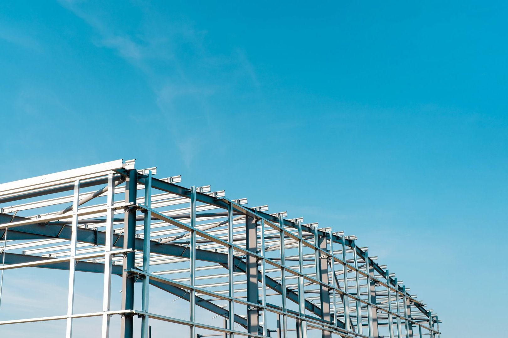 Steel Frame Construction under Blue Sky