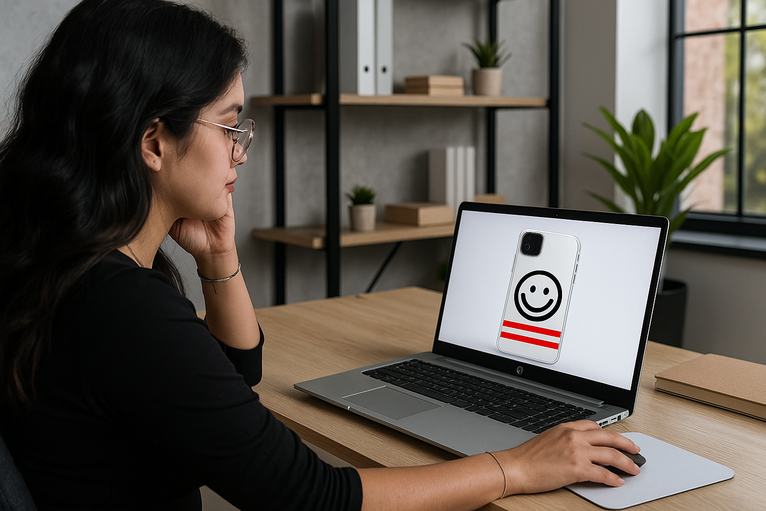 Woman customizing her own products online by using print on demand service