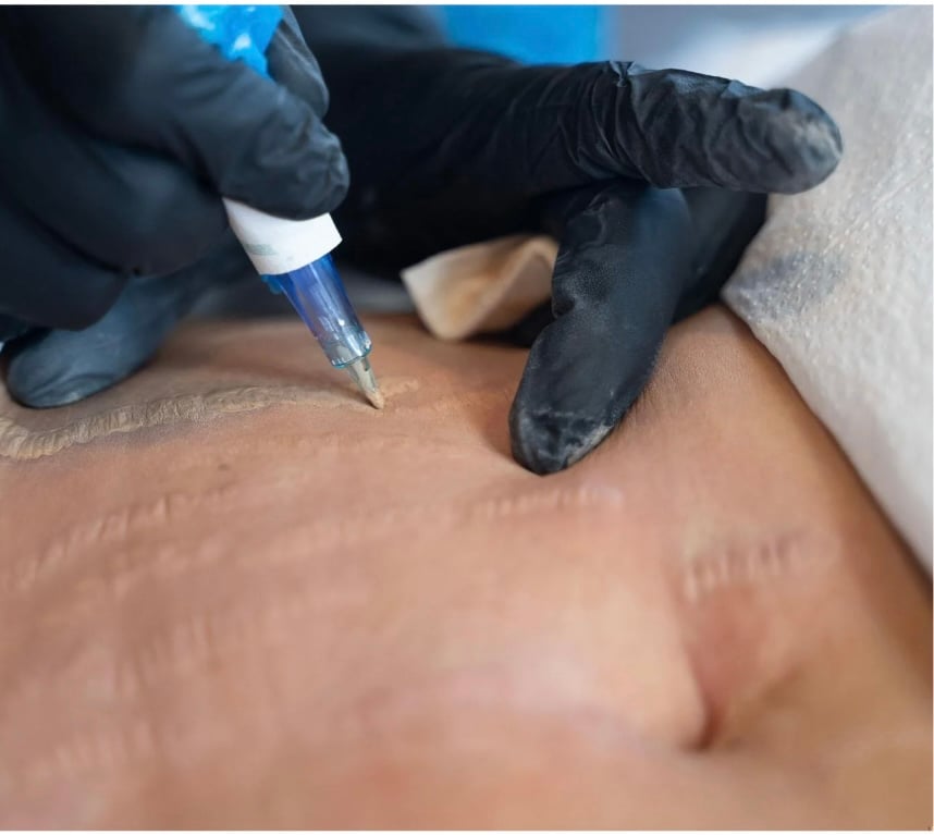 Stretch mark camouflage before and after from pregnancy or weight loss