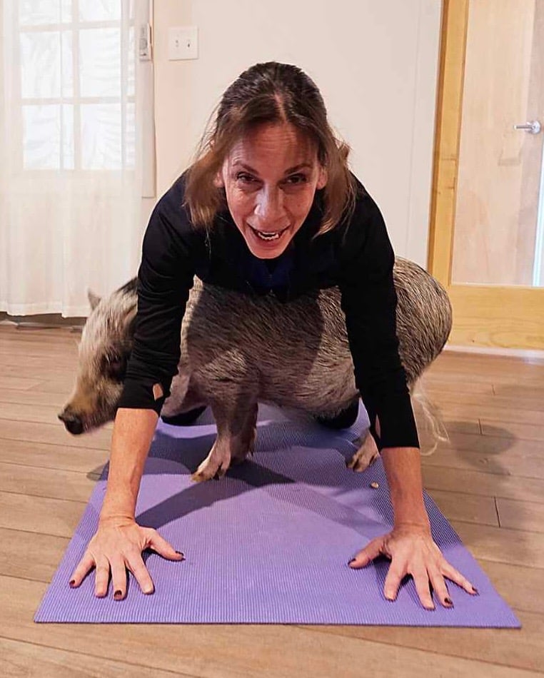 Happy women in yoga class