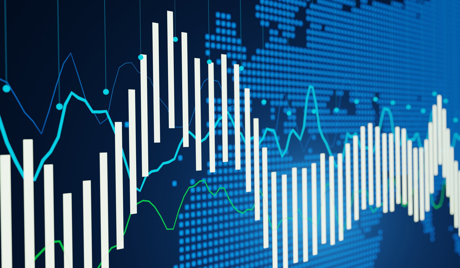 Stock chart background, business, modern, candlestick chart, 3D illustration