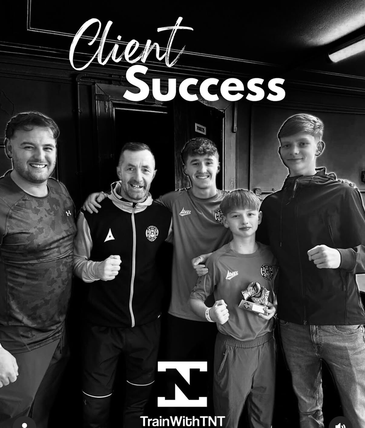 Riley celebrating his second bout victory