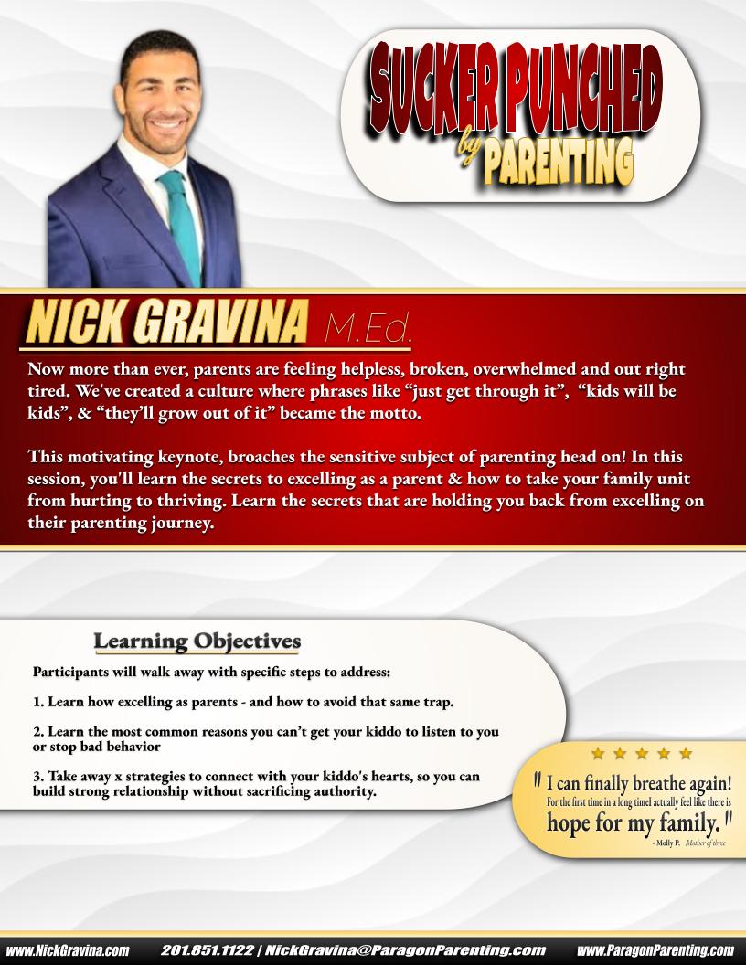 Sucker Punched by Parenting Keynote Abstract