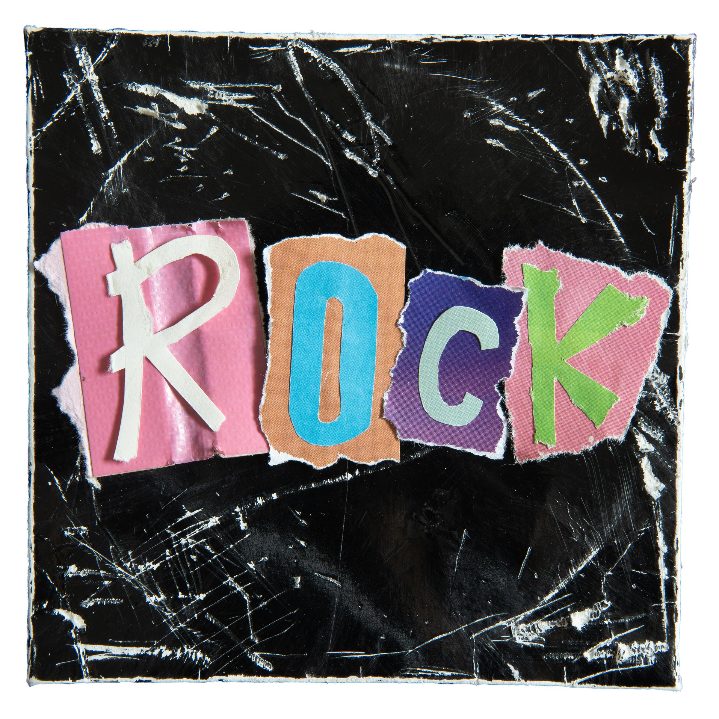 Rock music vinyl record album art on white background with clipping path