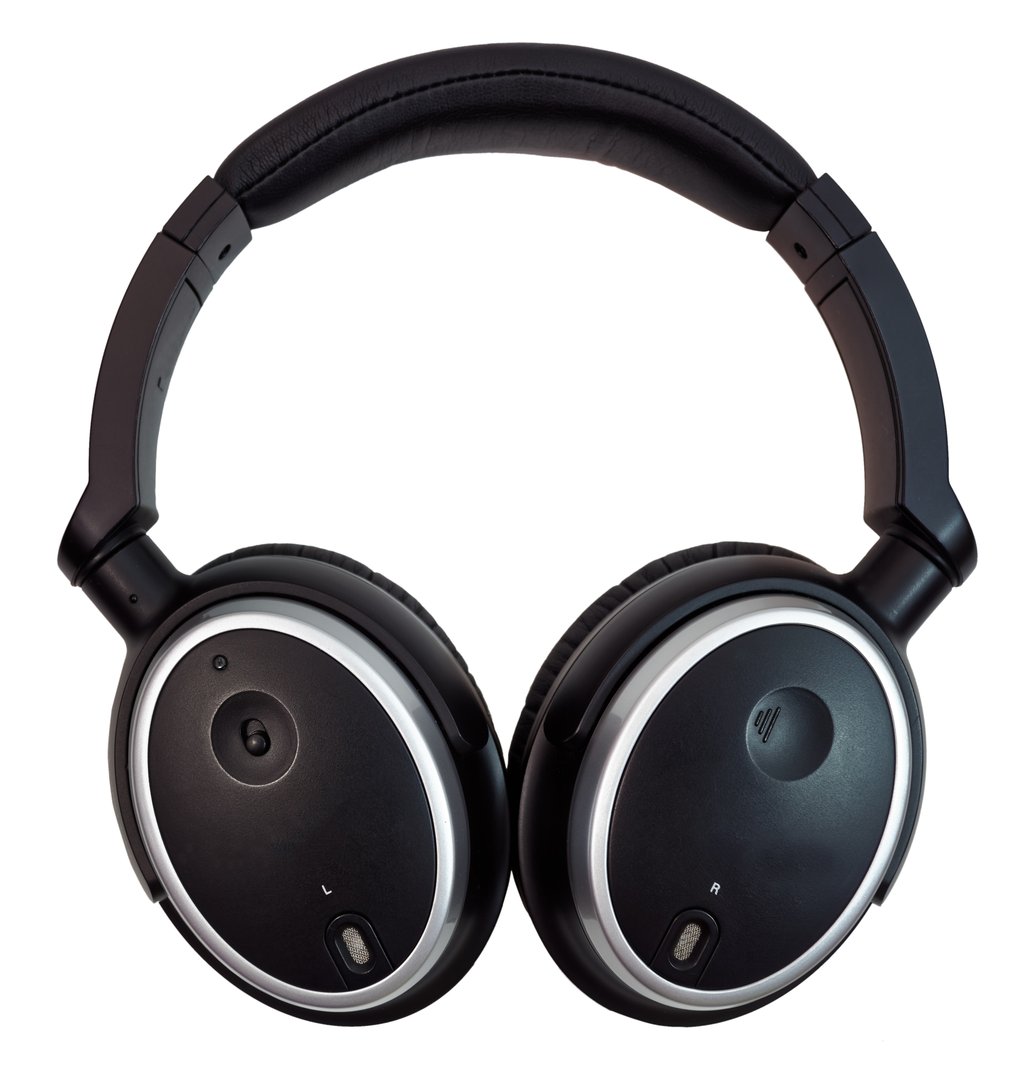 Isolated black noise canceling headphones
