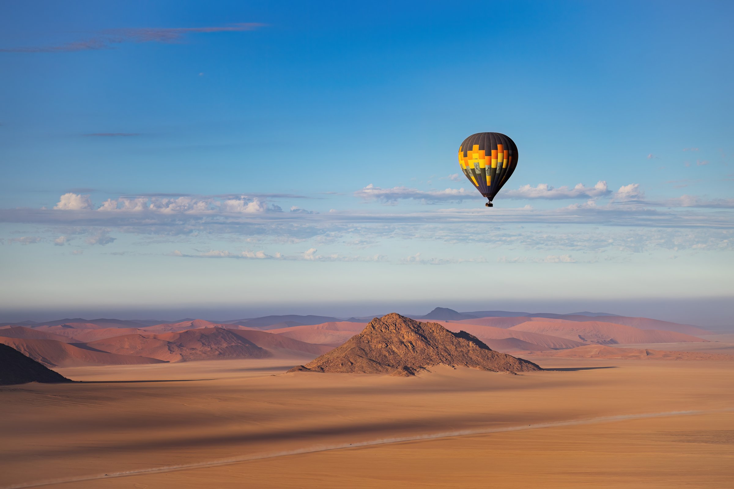 Hot air balloon at sunrise