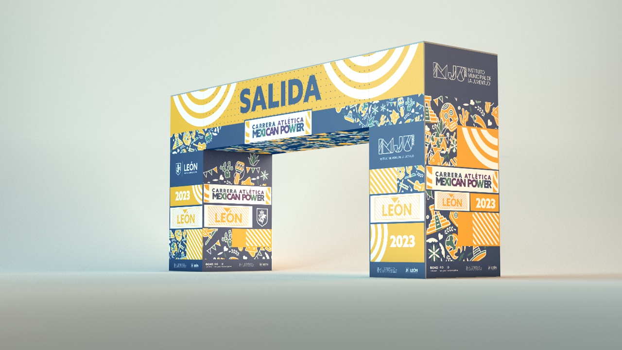 Escenario 3D con arco y stage - Diseño conceptual TKI