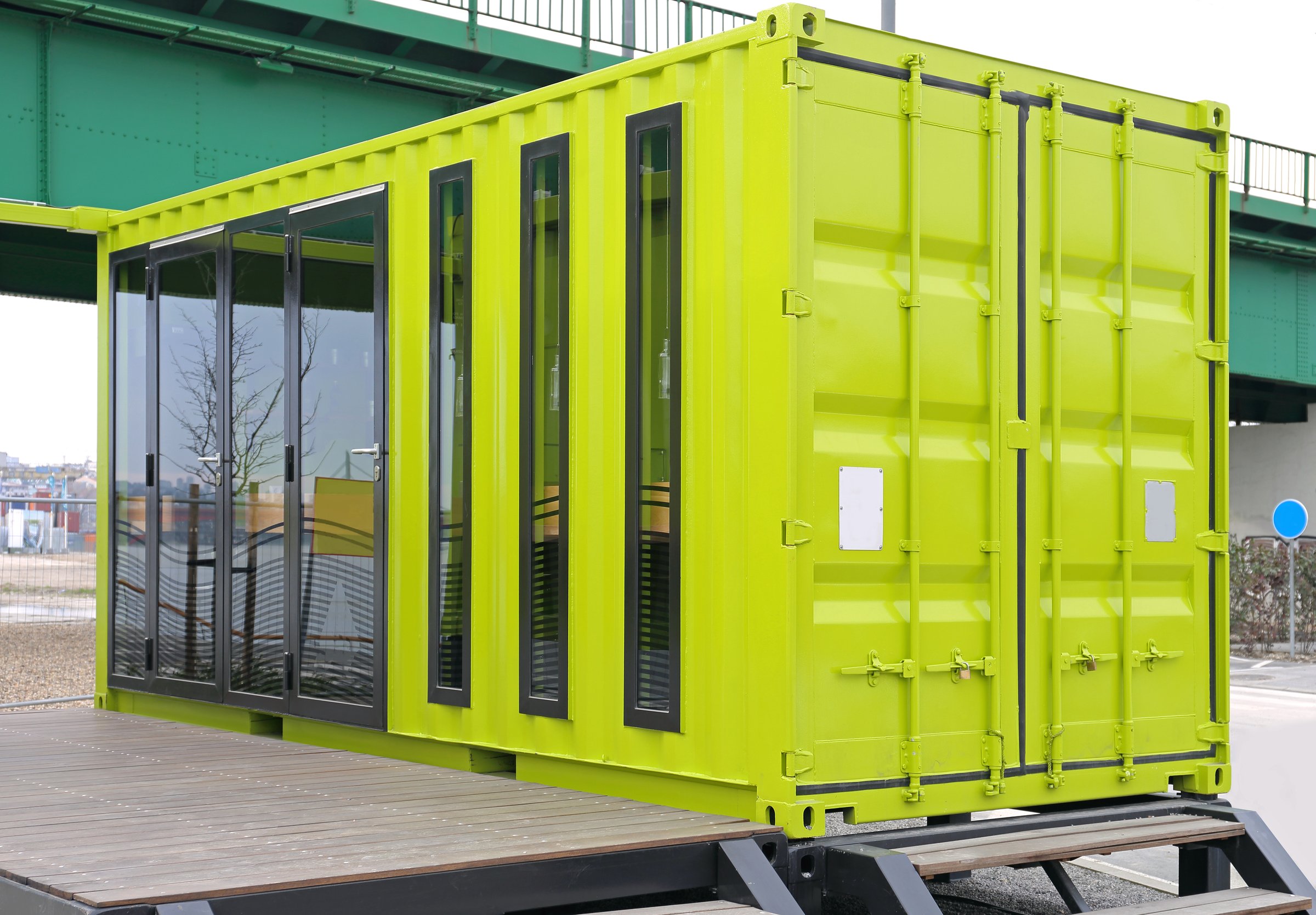 Green Cargo Container Converted For Living Small Home