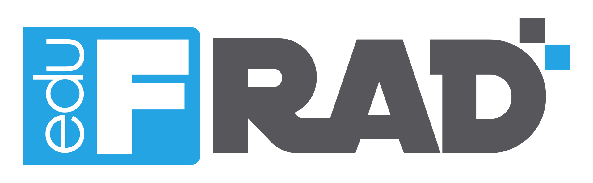 Logo featuring the letters 'eduFRAD' with a stylized blue 'F' and two square blocks.
