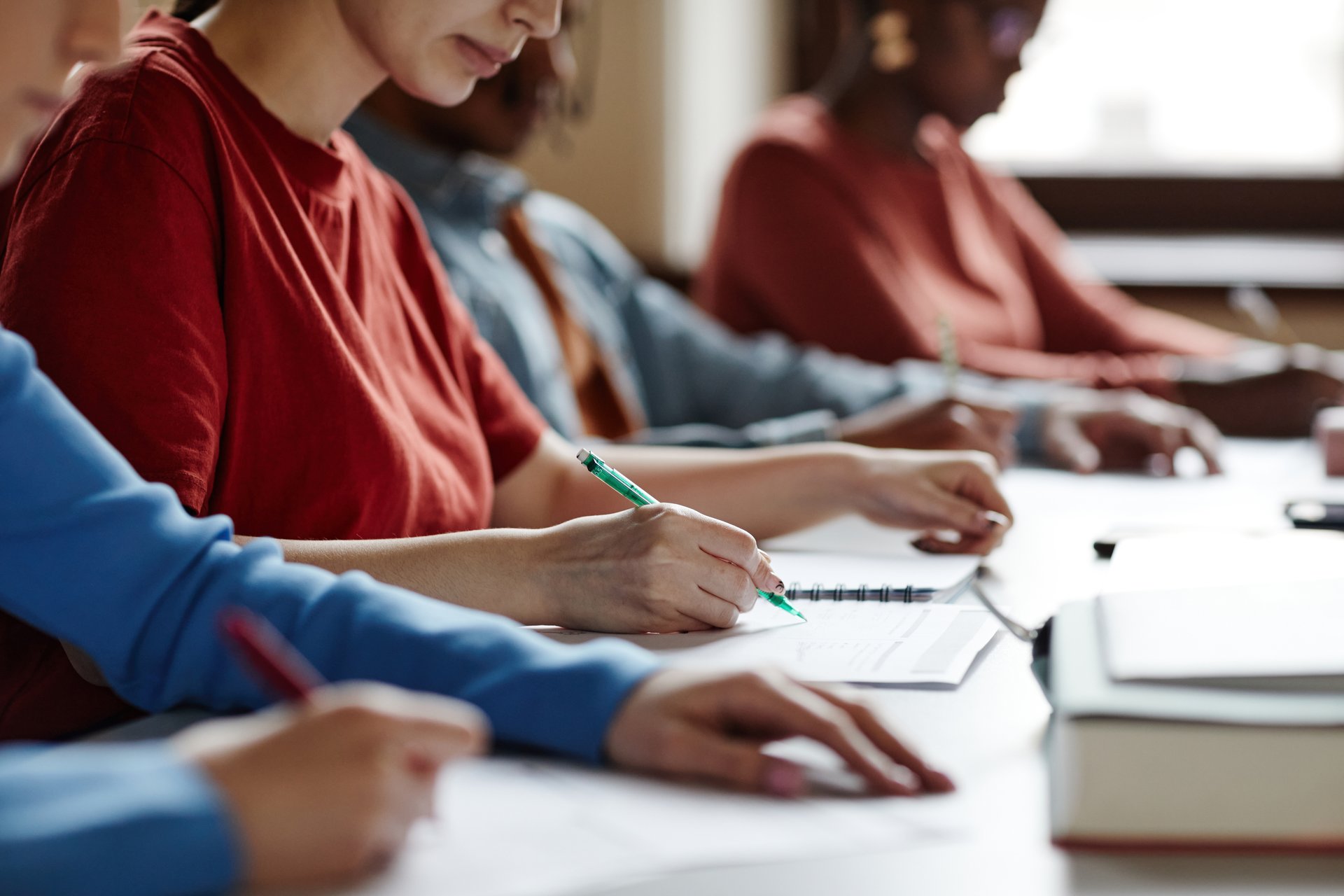 Female student preparing for ASVAB test