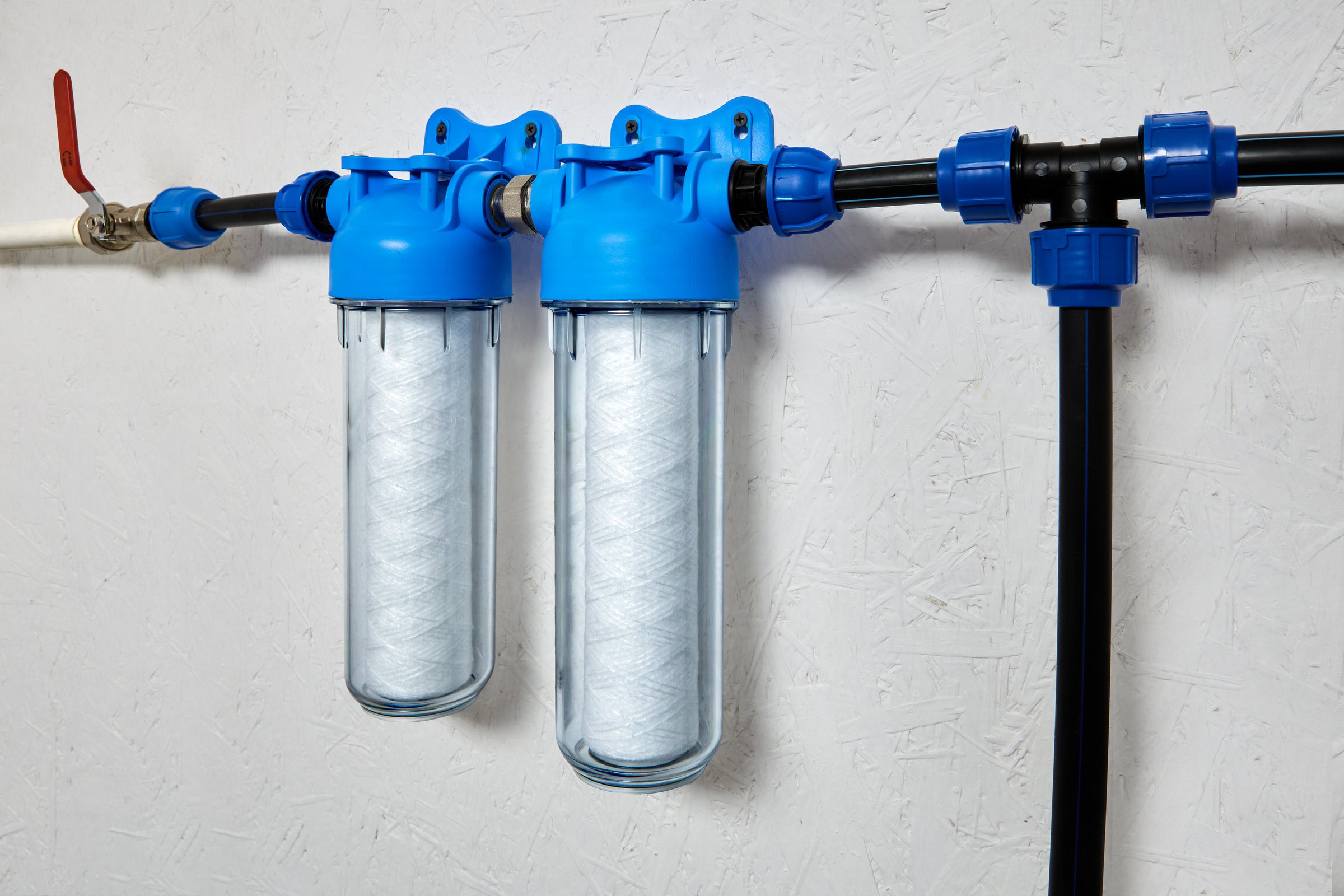 House water filter system, string wound filters to clean fresh drinking water.