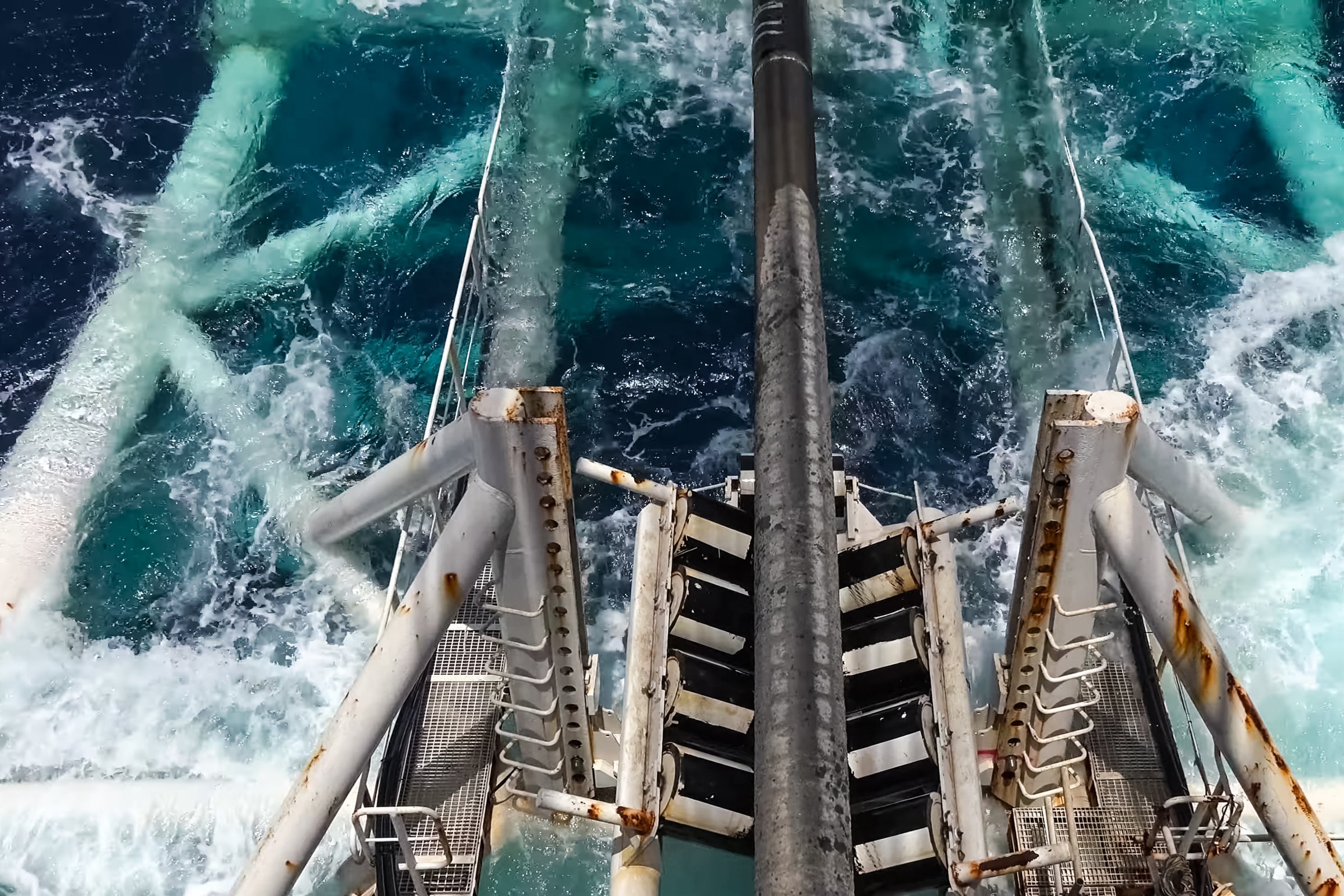 Pipes for laying a gas pipeline on the seabed. Construction of the offshore gas pipeline.