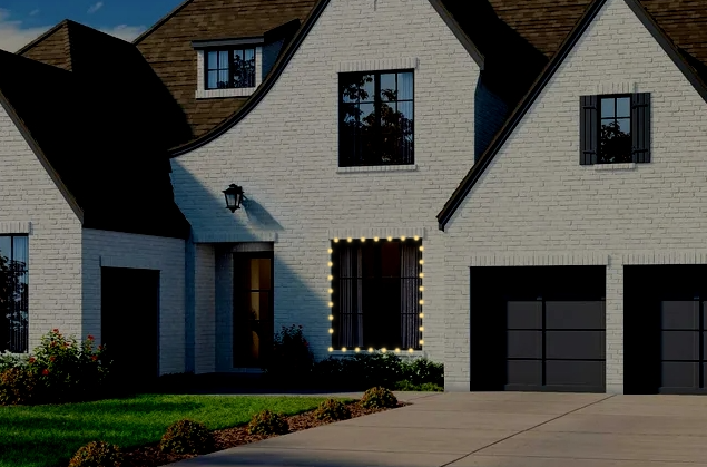 Large window Christmas lighting mockup