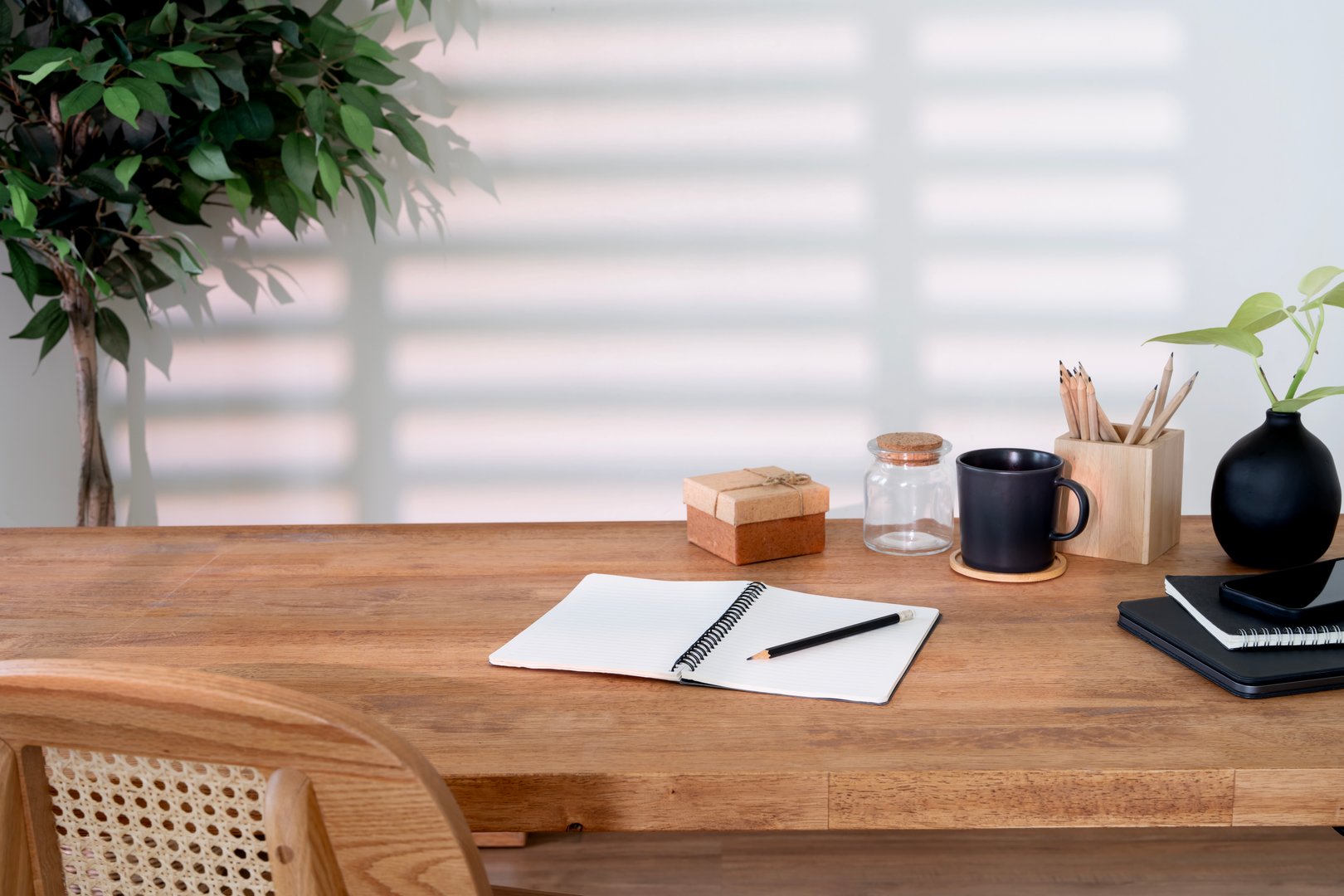 Interior image of home work space and minimal home office concept.
