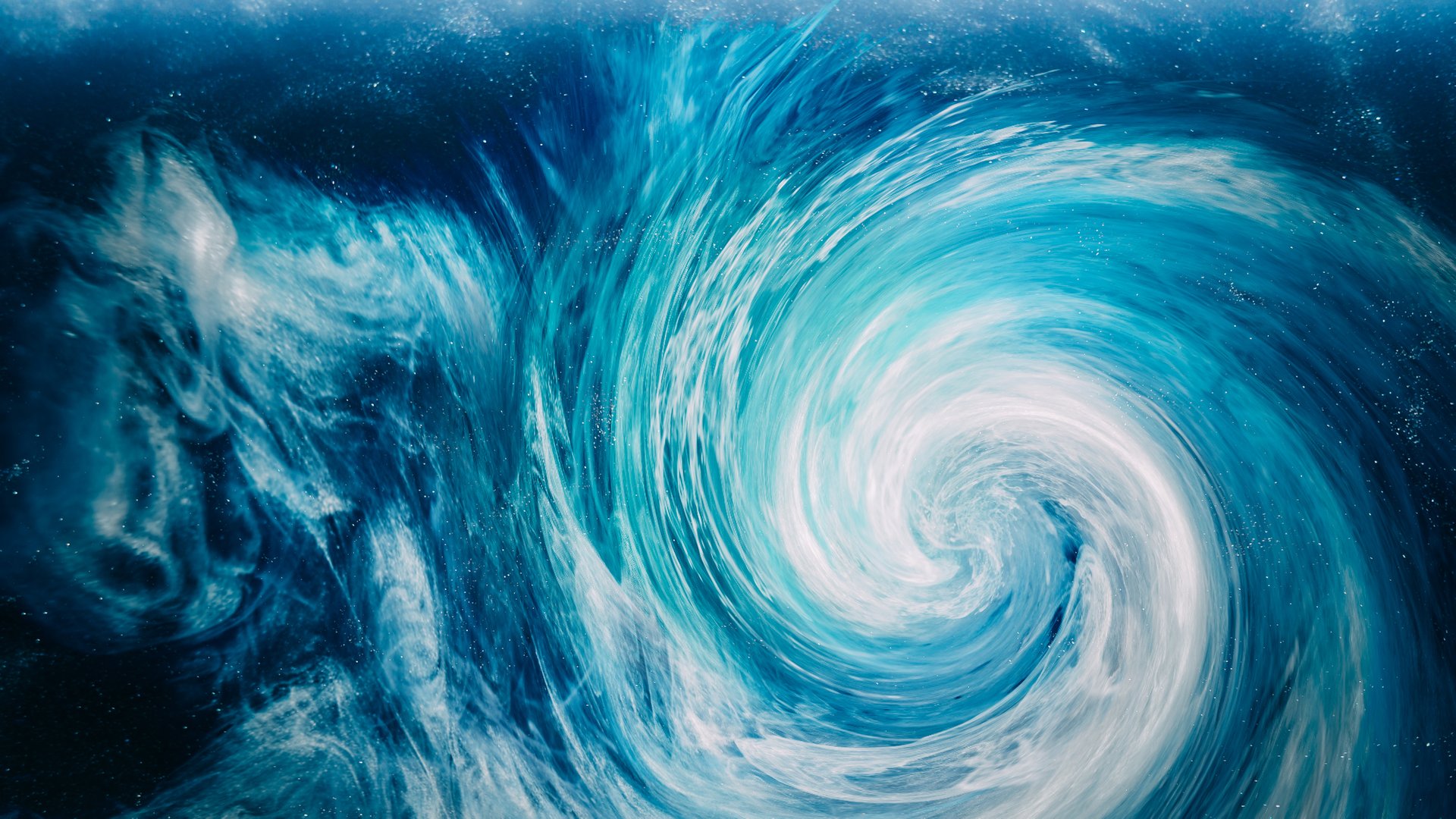 Ink swirl background. Ocean wave. Blue white cerulean glitter vapor vortex abstract sea whirlpool illusion magic water spiral captivating art.