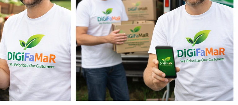 Farmer showing DigiFamar app on phone