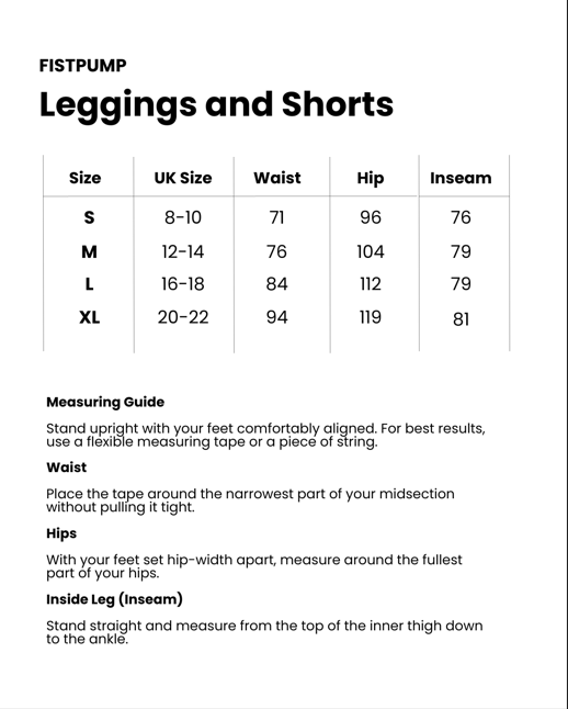 FISTPUMP Size Guide - Measurements