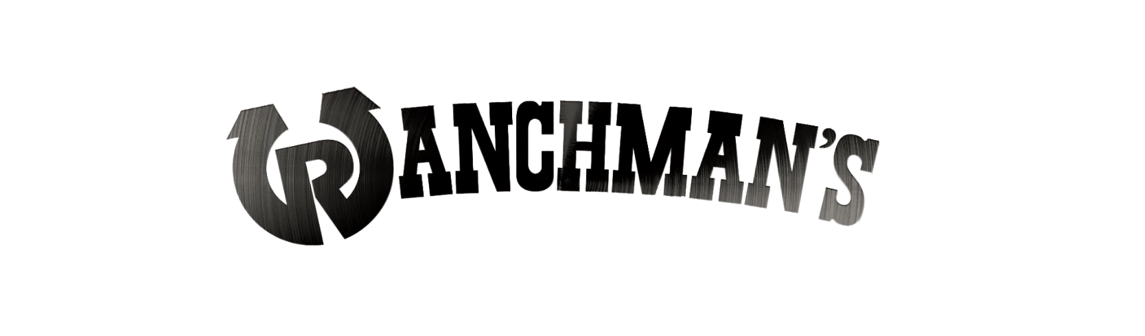 Stylized logo featuring a horseshoe and Ranchmans in bold, curved black letters against a white background.
