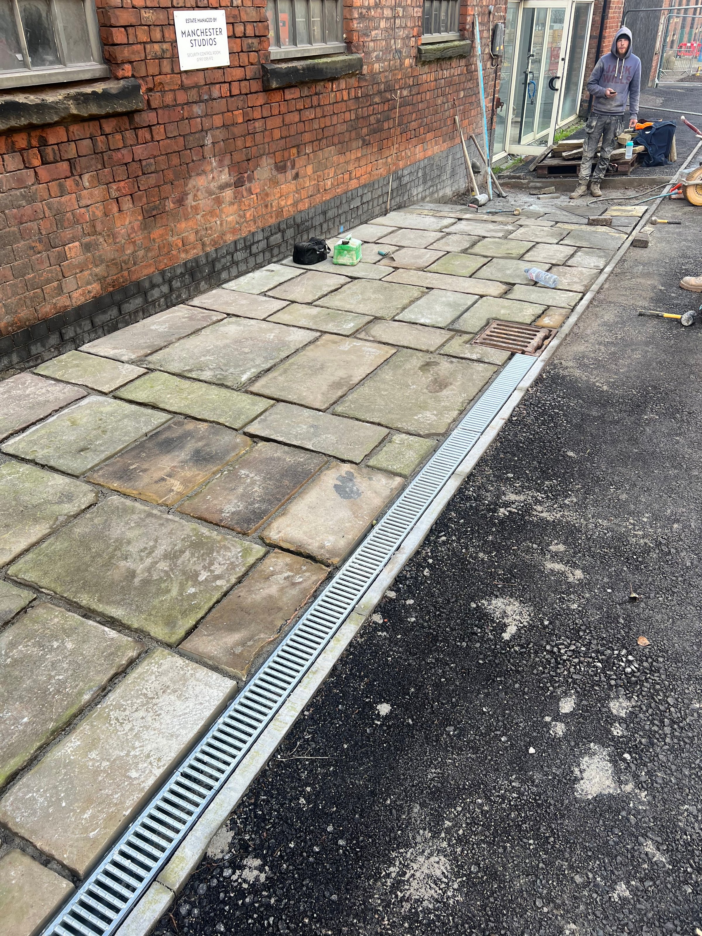 Natural Stone Paving Before by Taurus Facilities