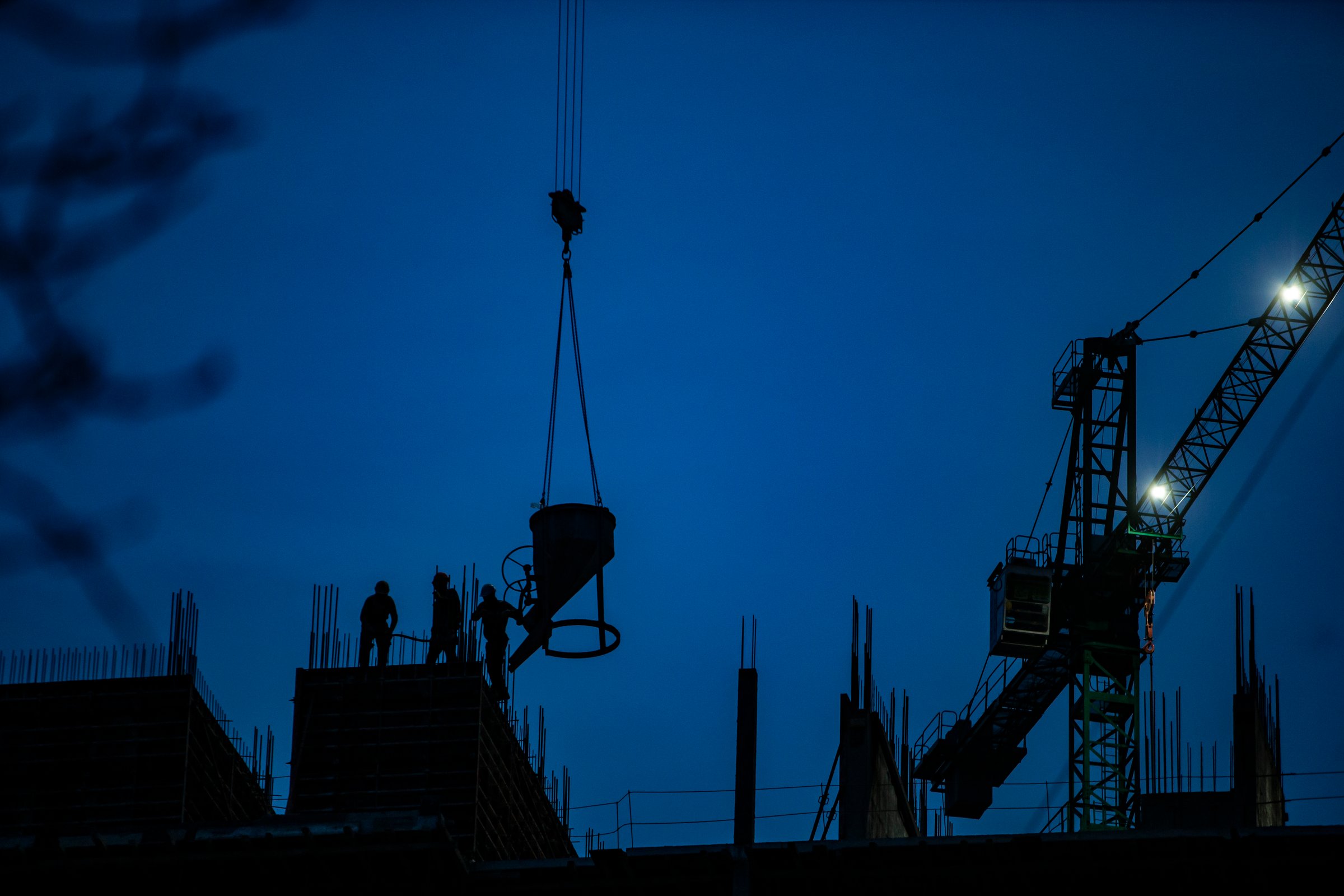 Workers at a construction site in Chisinau